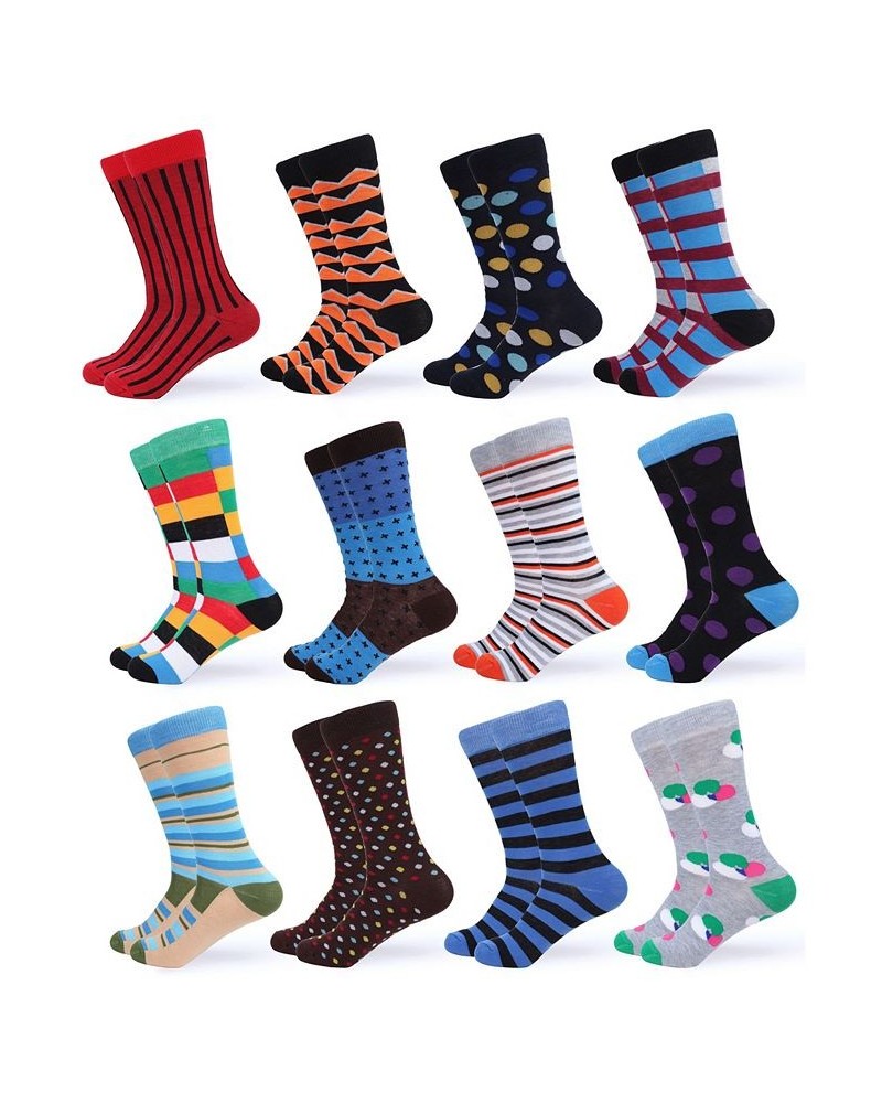 Men's Funky Colorful Dress Socks Pack of 12 PD01 $20.52 Socks