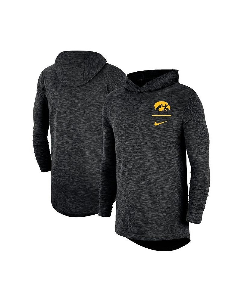 Men's Black Iowa Hawkeyes Slub Performance Long Sleeve Hoodie T-shirt $30.10 T-Shirts