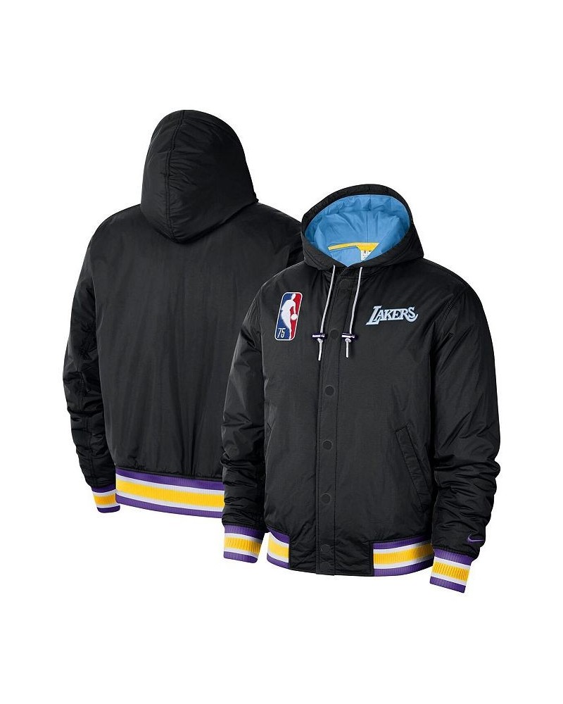 Men's Black/Blue Los Angeles Lakers 2021/22 City Edition Courtside Hooded Full-Zip Bomber Jacket $54.60 Jackets