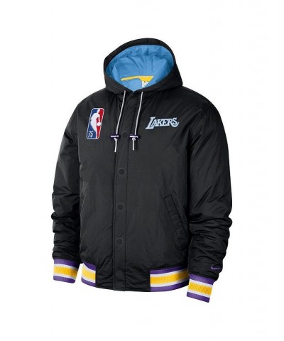 Men's Black/Blue Los Angeles Lakers 2021/22 City Edition Courtside Hooded Full-Zip Bomber Jacket $54.60 Jackets