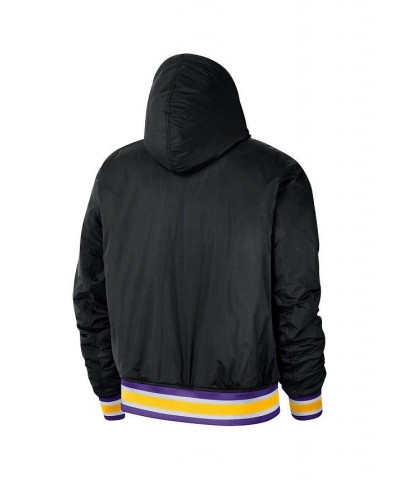 Men's Black/Blue Los Angeles Lakers 2021/22 City Edition Courtside Hooded Full-Zip Bomber Jacket $54.60 Jackets