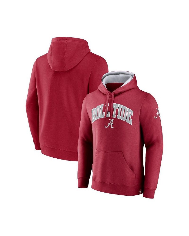 Men's Branded Crimson Alabama Crimson Tide Arch and Logo Tackle Twill Pullover Hoodie $26.40 Sweatshirt