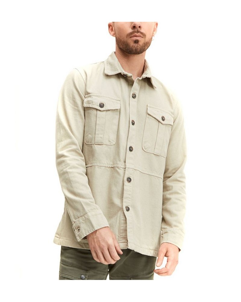 Men's Modern Relaxed Casual Button-Down Shirt Tan/Beige $70.50 Shirts