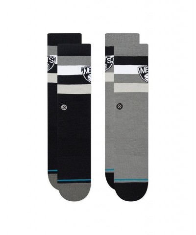 Men's Brooklyn Nets Stripe Crew Socks Two-Pack $21.19 Socks