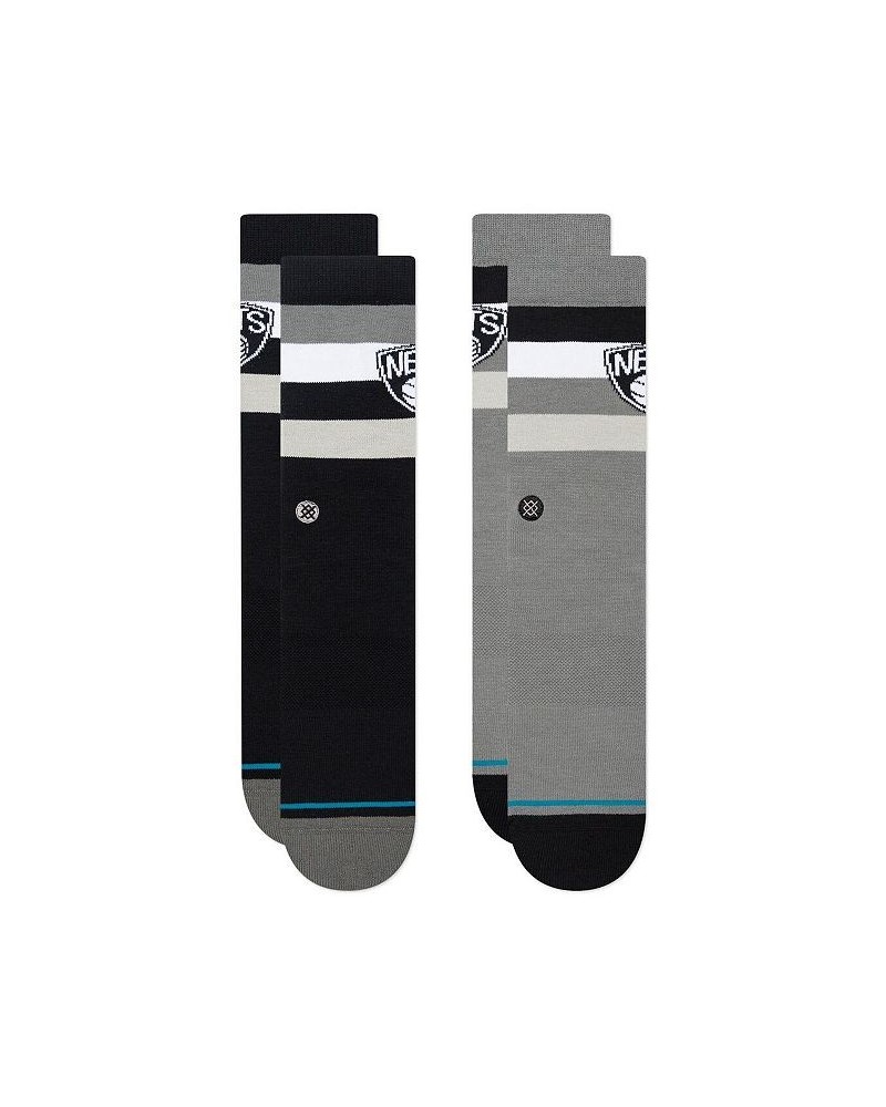 Men's Brooklyn Nets Stripe Crew Socks Two-Pack $21.19 Socks