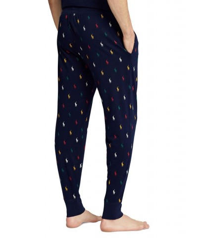 Men's Big & Tall Signature Pony-Print Cotton Jersey Pajama Joggers Lafayette Blue $38.23 Pajama