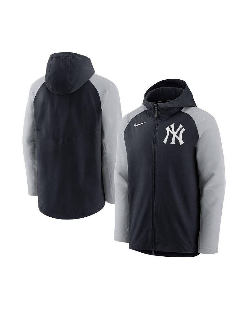 Men's Navy, Gray New York Yankees Authentic Collection Performance Raglan Full-Zip Hoodie $52.65 Sweatshirt