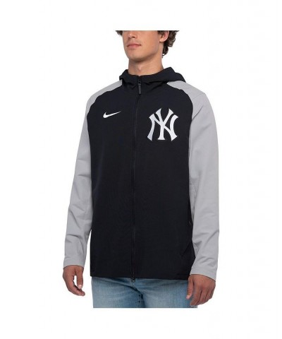 Men's Navy, Gray New York Yankees Authentic Collection Performance Raglan Full-Zip Hoodie $52.65 Sweatshirt