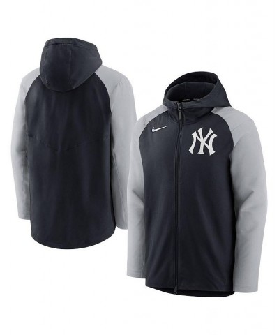 Men's Navy, Gray New York Yankees Authentic Collection Performance Raglan Full-Zip Hoodie $52.65 Sweatshirt