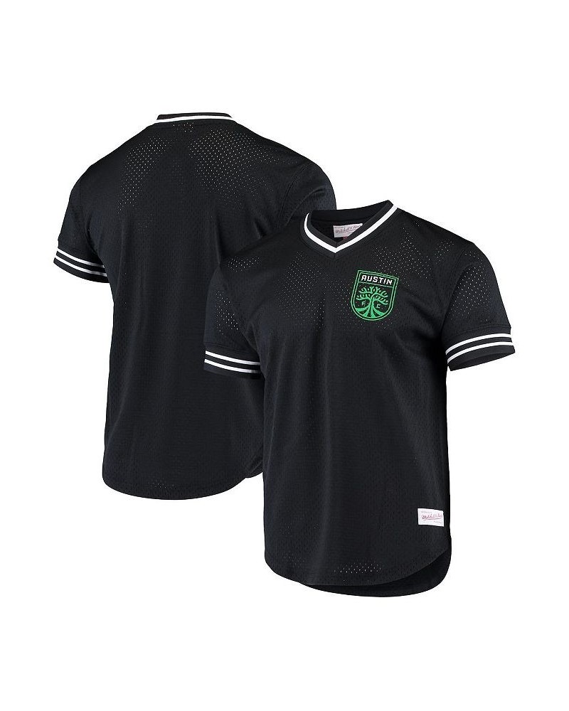 Men's Black Austin FC Mesh V-Neck T-shirt $50.99 T-Shirts