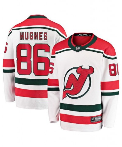 Men's Branded Jack Hughes White New Jersey Devils 2022/23 Heritage Premier Breakaway Jersey $52.17 Jersey