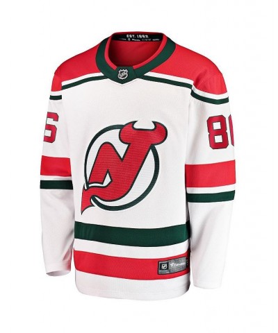 Men's Branded Jack Hughes White New Jersey Devils 2022/23 Heritage Premier Breakaway Jersey $52.17 Jersey