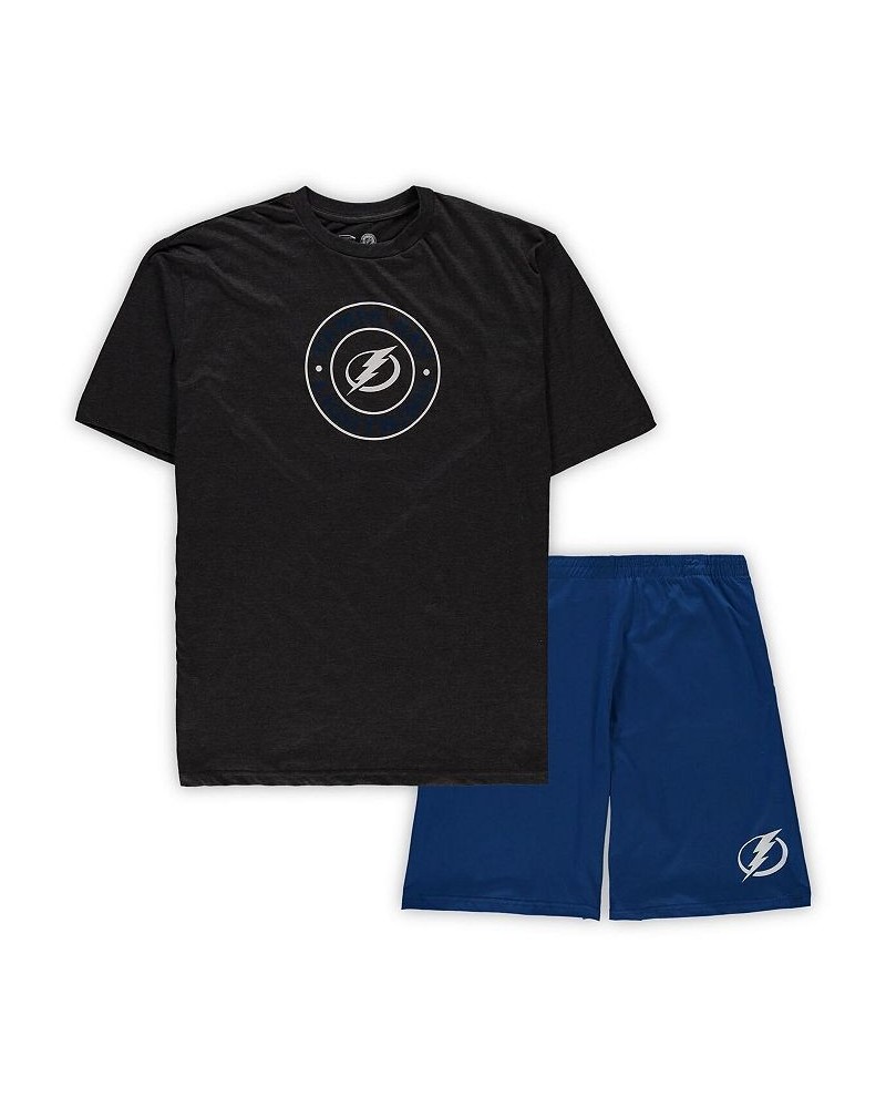 Men's Blue, Heathered Charcoal Tampa Bay Lightning Big and Tall T-shirt and Shorts Sleep Set $27.90 Pajama