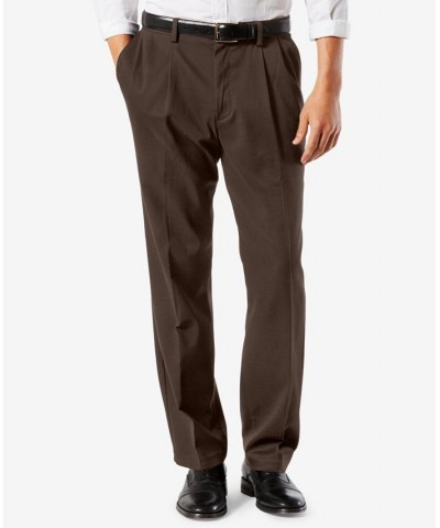 Men's Easy Classic Pleated Fit Khaki Stretch Pants Coffee Bean $22.00 Pants