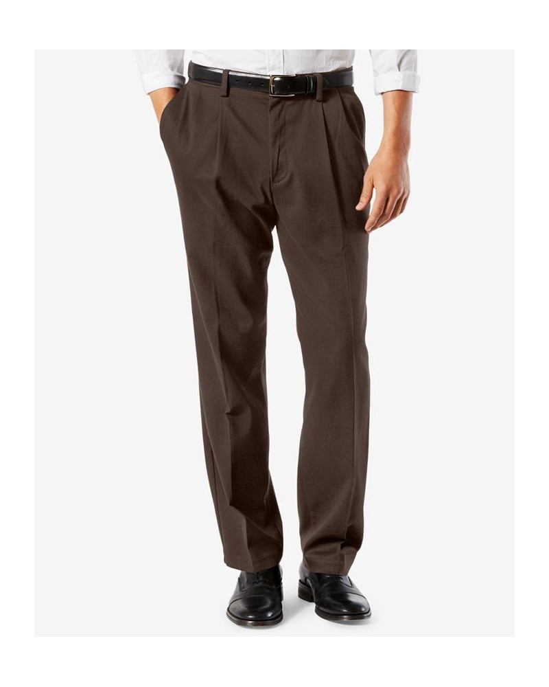 Men's Easy Classic Pleated Fit Khaki Stretch Pants Coffee Bean $22.00 Pants