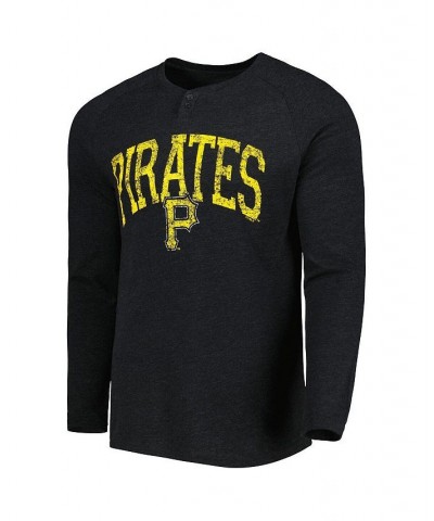 Men's Black Pittsburgh Pirates Inertia Raglan Long Sleeve Henley T-shirt $31.19 T-Shirts