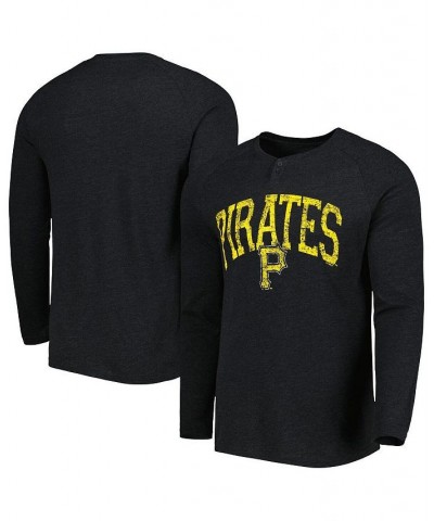 Men's Black Pittsburgh Pirates Inertia Raglan Long Sleeve Henley T-shirt $31.19 T-Shirts