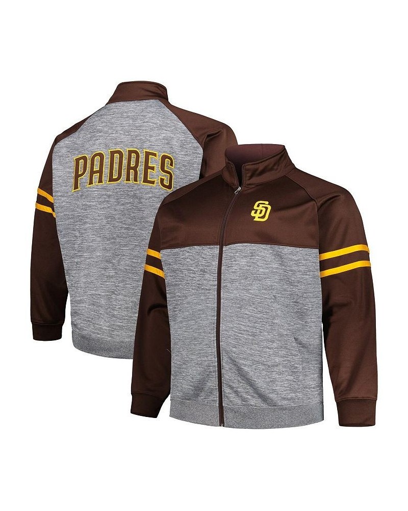 Men's Brown, Heather Gray San Diego Padres Big and Tall Raglan Full-Zip Track Jacket $36.55 Jackets