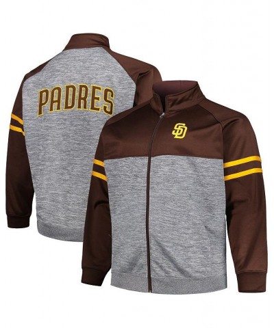 Men's Brown, Heather Gray San Diego Padres Big and Tall Raglan Full-Zip Track Jacket $36.55 Jackets