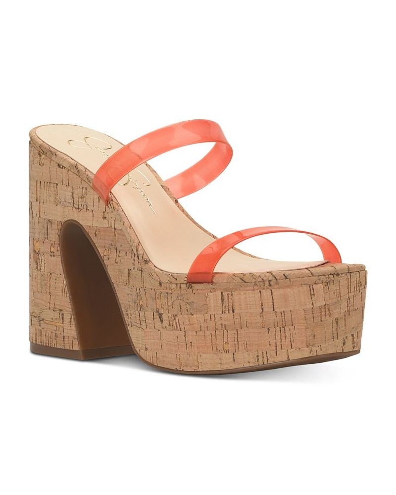 Women's Samhita Slip-On Platform Sandals Orange $47.96 Shoes