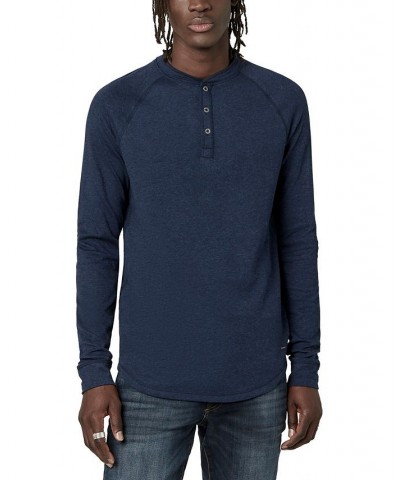 Men's Kariver Henley Long Sleeves T-shirt Blue $16.52 T-Shirts