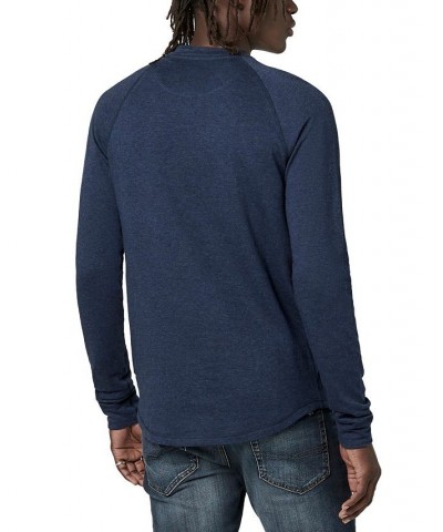 Men's Kariver Henley Long Sleeves T-shirt Blue $16.52 T-Shirts