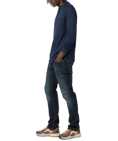 Men's Kariver Henley Long Sleeves T-shirt Blue $16.52 T-Shirts