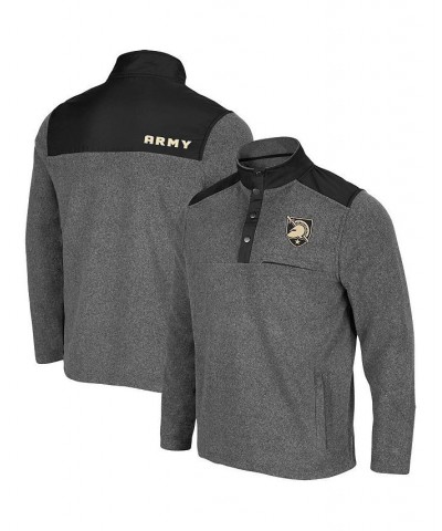 Men's Heathered Charcoal, Black Army Black Knights Huff Snap Pullover $31.50 Sweatshirt