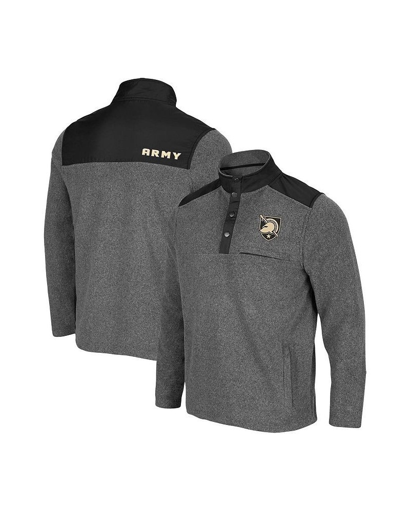 Men's Heathered Charcoal, Black Army Black Knights Huff Snap Pullover $31.50 Sweatshirt