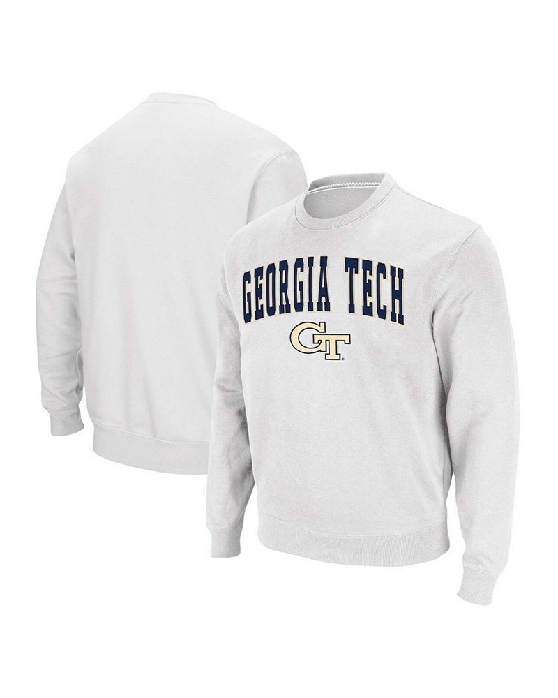 Men's White Georgia Tech Yellow Jackets Arch Logo Tackle Twill Pullover Sweatshirt $28.80 Sweatshirt