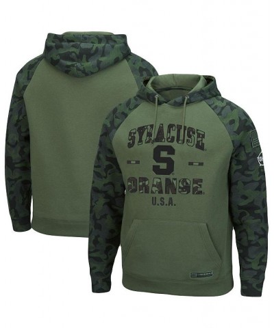 Men's Olive, Camo Syracuse Orange OHT Military-Inspired Appreciation Raglan Pullover Hoodie $40.49 Sweatshirt