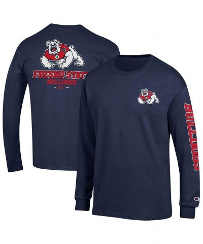 Men's Navy Fresno State Bulldogs Team Stack Long Sleeve T-shirt $20.50 T-Shirts