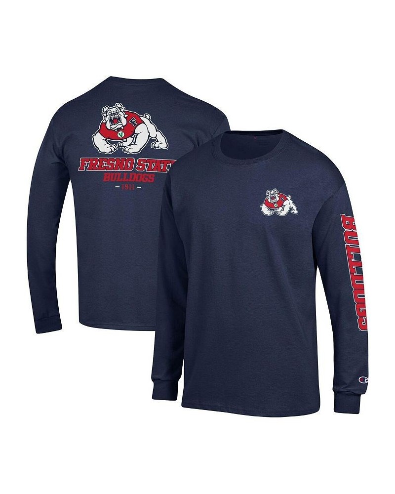 Men's Navy Fresno State Bulldogs Team Stack Long Sleeve T-shirt $20.50 T-Shirts