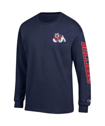 Men's Navy Fresno State Bulldogs Team Stack Long Sleeve T-shirt $20.50 T-Shirts