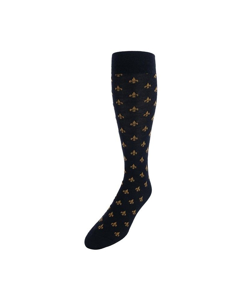 Atlas Fleur De Lis Over The Calf Fine Merino Wool Socks (1 Pair) Black $15.20 Socks