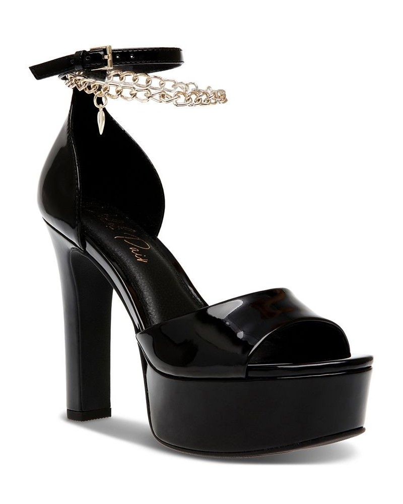 Maxene Charm Ankle-Strap Platform Dress Sandals Black $45.65 Shoes