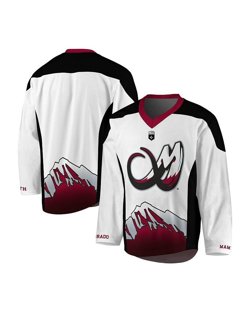 Men's White, Maroon Colorado Mammoth Replica Jersey $53.75 Jersey