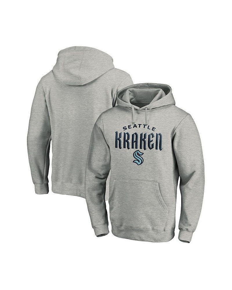 Men's Branded Heather Gray Seattle Kraken Team Lockup Pullover Hoodie $31.89 Sweatshirt