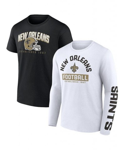 Men's Branded Black, White New Orleans Saints Long and Short Sleeve Two-Pack T-shirt $25.20 T-Shirts