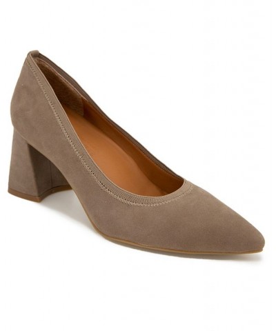 Women's Dionne Block Heel Pointy Toe Pumps Tan/Beige $64.26 Shoes