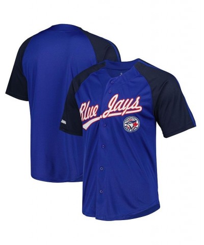 Men's Royal Toronto Blue Jays Button-Down Raglan Replica Jersey $27.95 Jersey