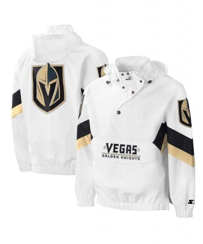 Men's White Vegas Golden Knights Enforcer Half-Zip Windbreaker Hoodie $37.82 Sweatshirt