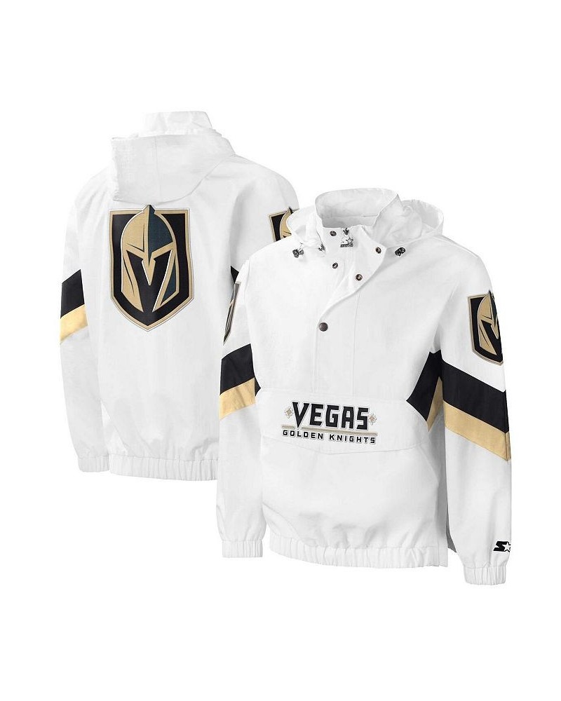 Men's White Vegas Golden Knights Enforcer Half-Zip Windbreaker Hoodie $37.82 Sweatshirt