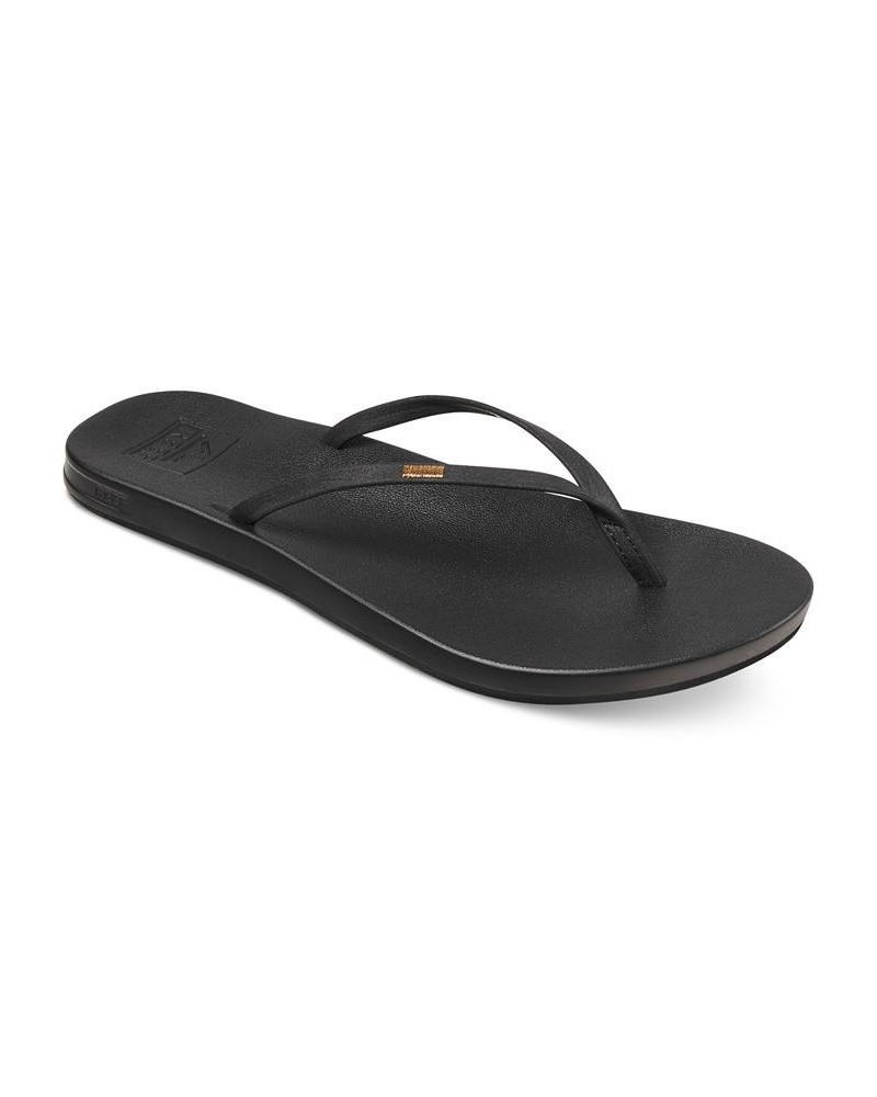 Women's Cushion Slim Slip-On Thong Sandals Black $19.07 Shoes