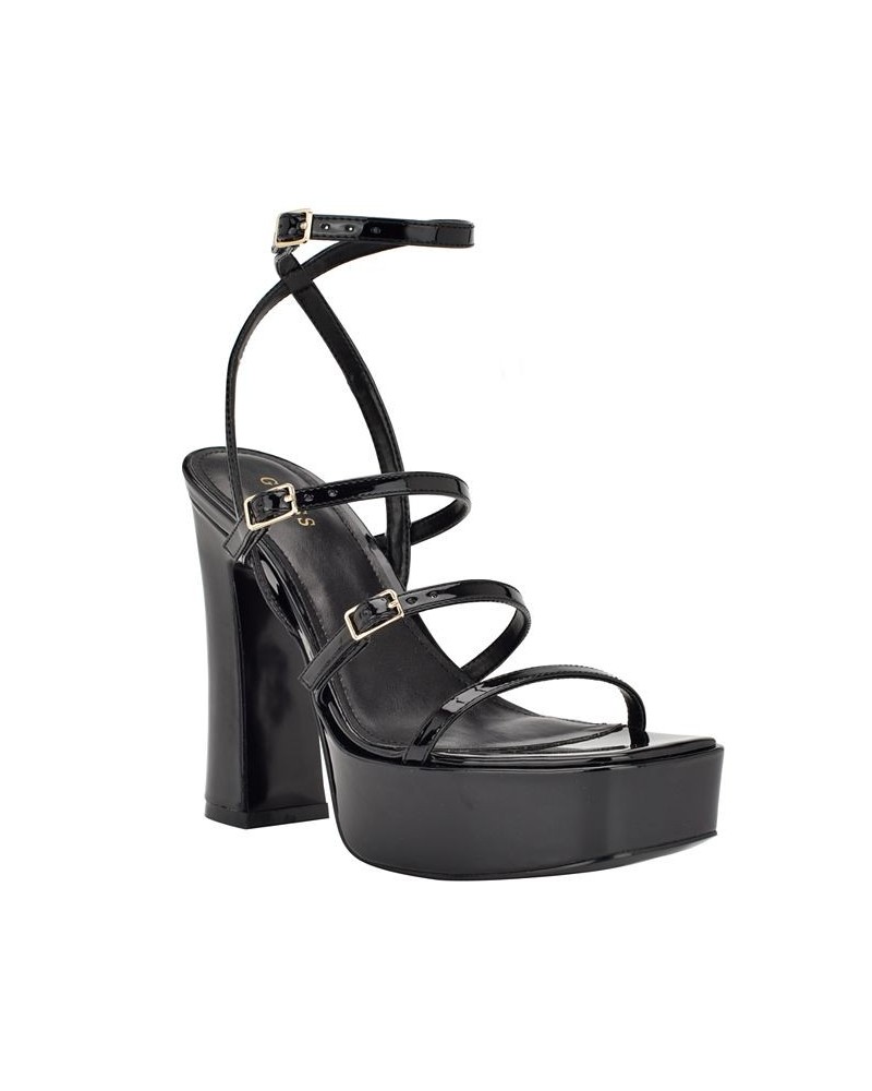 Women's Yenna Multi Strappy Platform Dress Sandals Black $52.89 Shoes