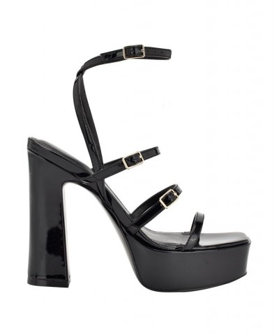 Women's Yenna Multi Strappy Platform Dress Sandals Black $52.89 Shoes