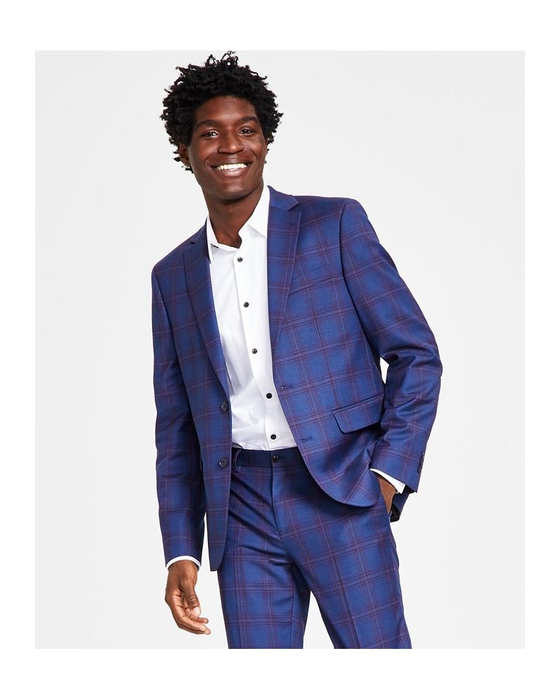 Men's Sean Slim Fit Plaid Blazer Blue $36.69 Blazers