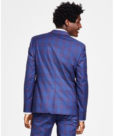 Men's Sean Slim Fit Plaid Blazer Blue $36.69 Blazers