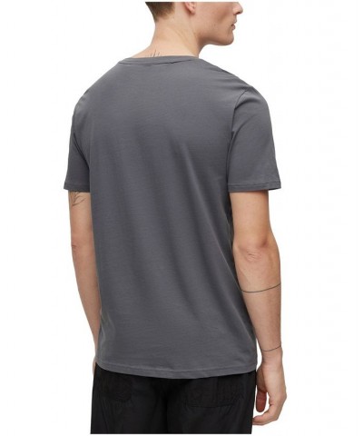 BOSS Men's Cotton-Jersey Rubber-Print Logo T-shirt Gray $27.20 T-Shirts