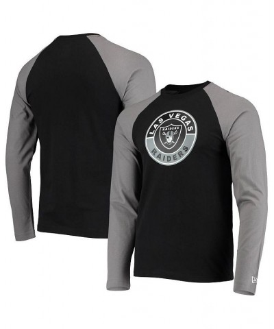 Men's Black, Gray Las Vegas Raiders League Raglan Long Sleeve T-shirt $18.40 T-Shirts